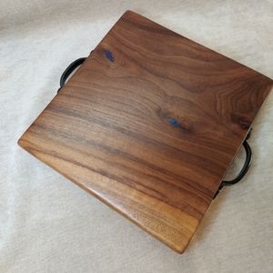 Handmade Black Walnut Charcuterie/Serving Tray w/ Lapis Lazuli Inlay